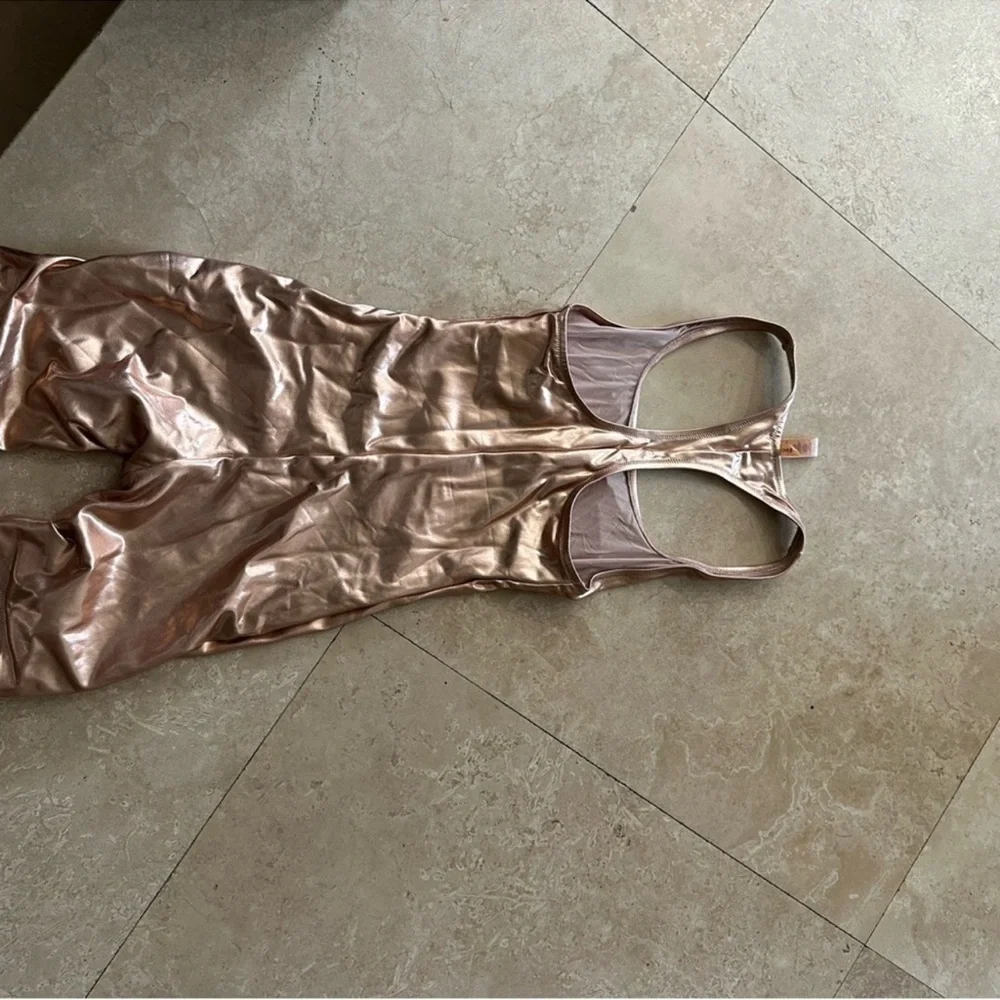 SKIMS (C4) Metallic Swim Cycle Suit Champagne NWT SIZE S